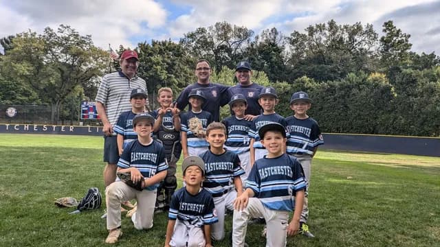 Biagio Maffettone Eastchester youth baseball team on field
