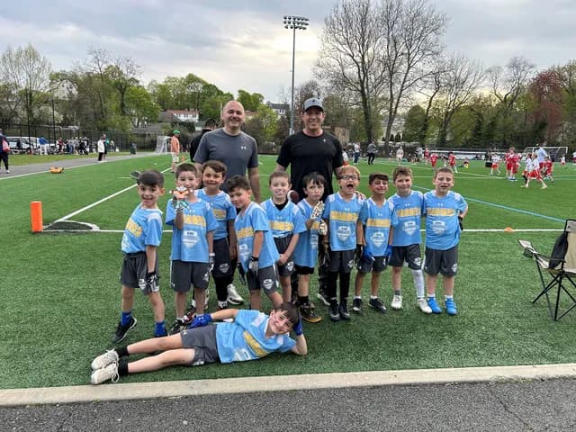 K-2 Flag Football team with Biagio Maffettone